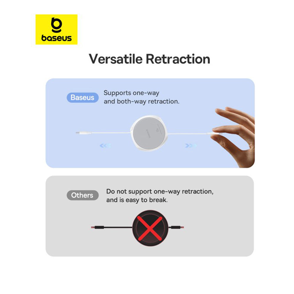 Кабел за данни и зареждане USB-C - USB-C Baseus Pathfinder Retractable, 100W, 1m, Бял P10368400211-00