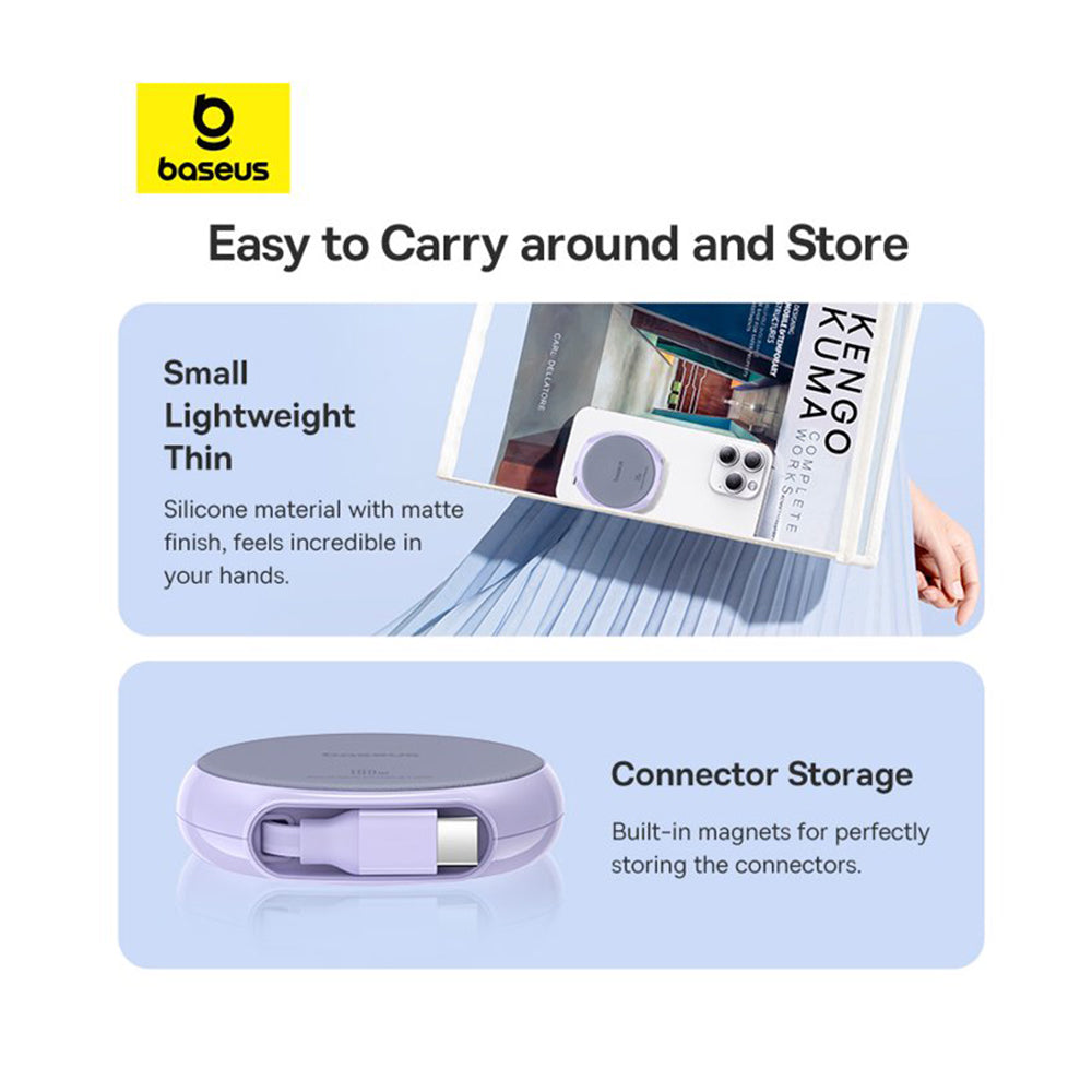 Кабел за данни и зареждане USB-C - USB-C Baseus Pathfinder Retractable, 100W, 1m, Лилав P10368400511-00