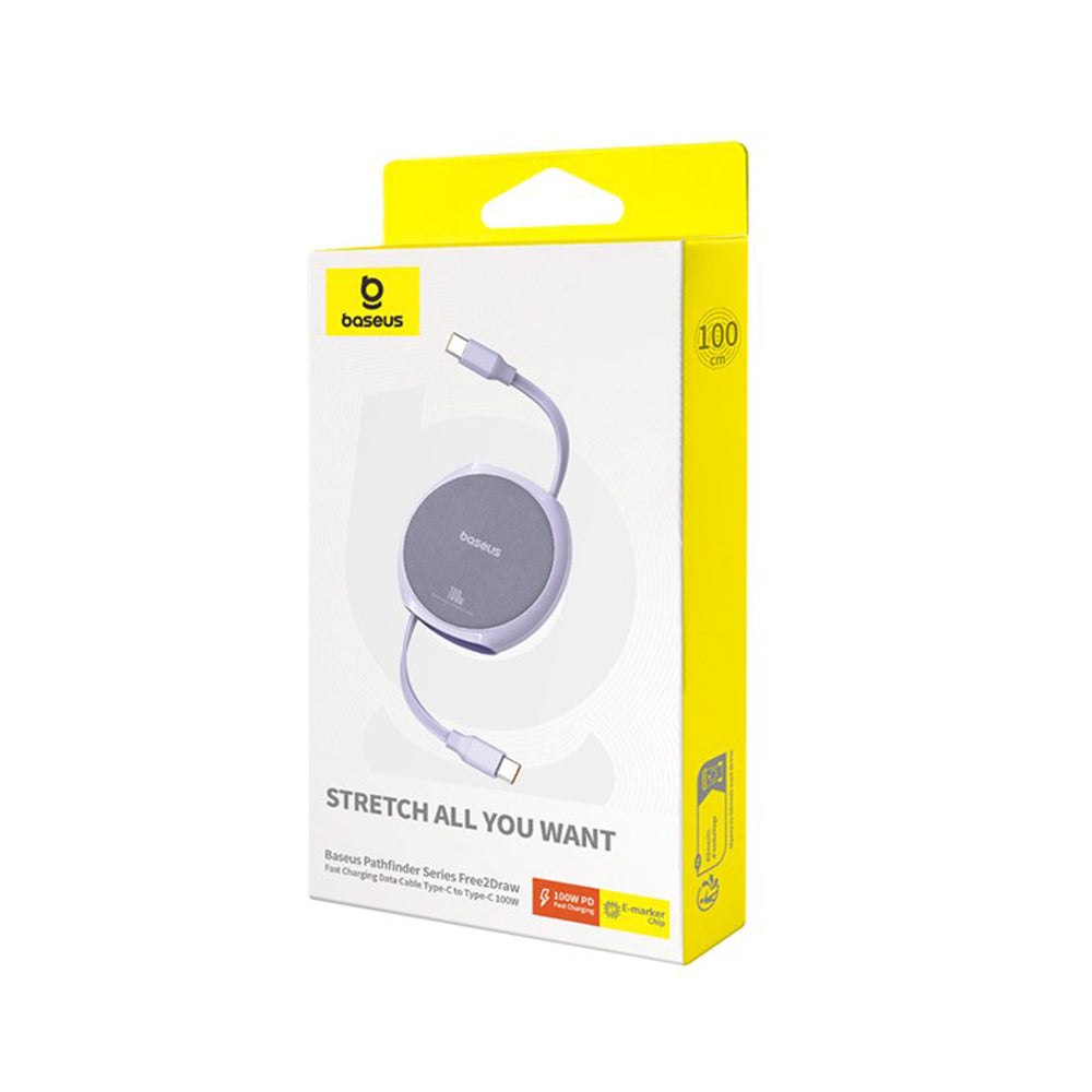 Кабел за данни и зареждане USB-C - USB-C Baseus Pathfinder Retractable, 100W, 1m, Лилав P10368400511-00