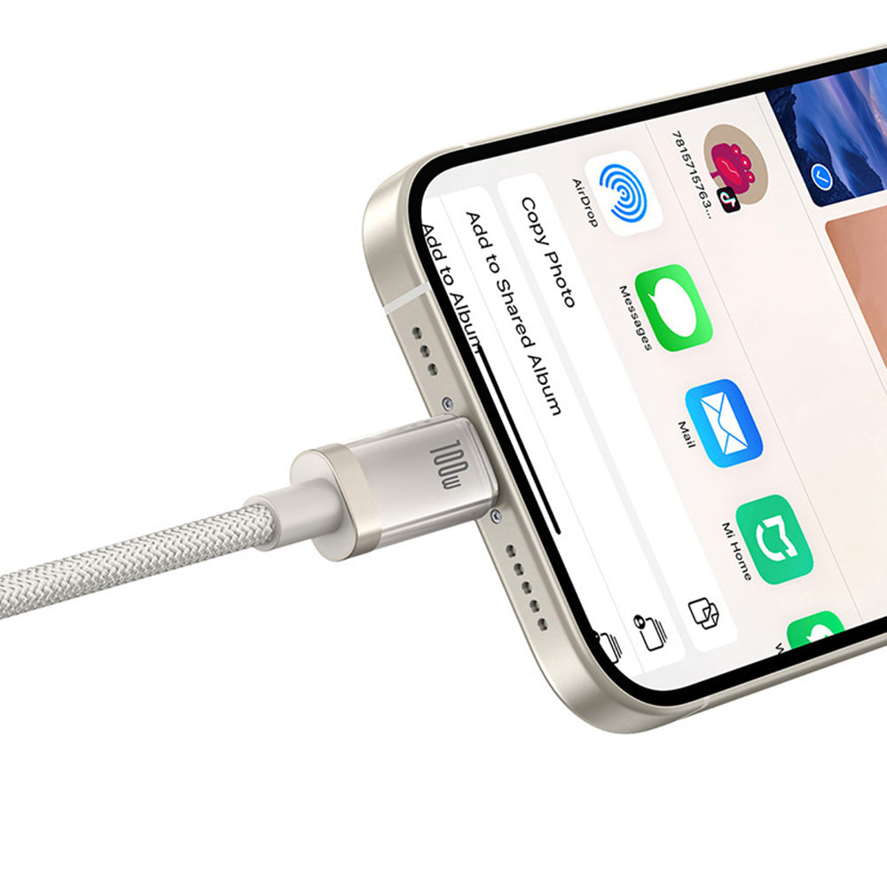 Кабел за данни и зареждане USB-C - USB-C Baseus Titanium, 100W, 2m, Сребрист P10378100G21-01