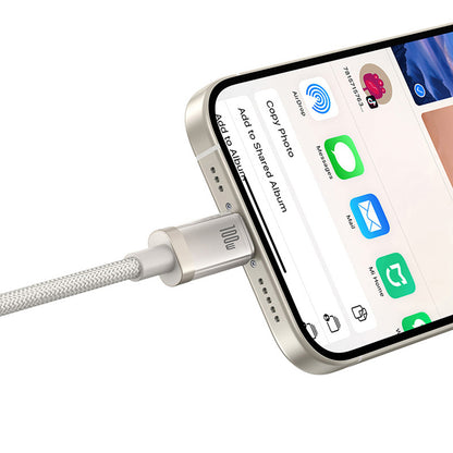 Кабел за данни и зареждане USB-C - USB-C Baseus Titanium, 100W, 2m, Сребрист P10378100G21-01