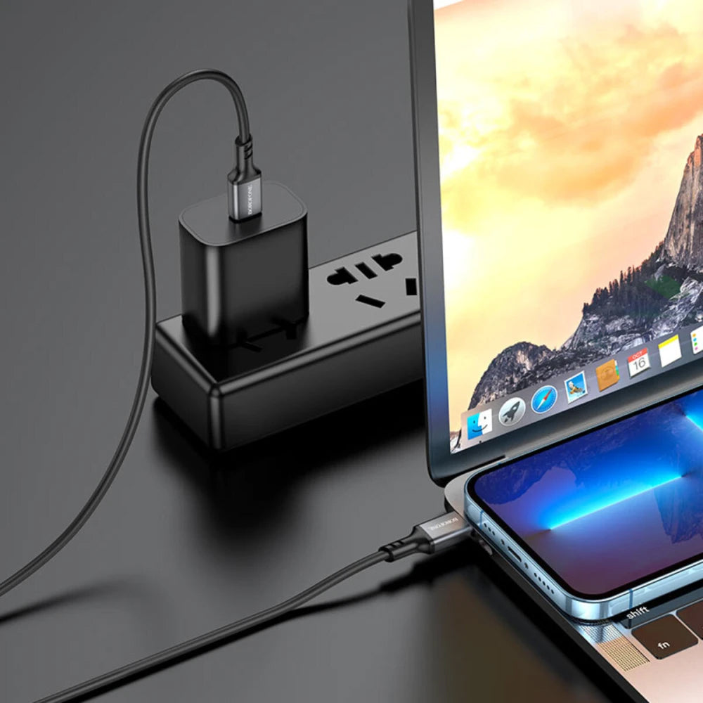 Кабел за данни и зареждане USB-C - USB-C Borofone BX83, 60W, 1m, Черен