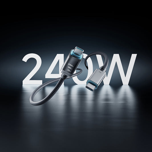 Кабел за данни и зареждане USB-C - USB-C Cuktech CTC620P дисплей, 240W, 2м, черен CCTC620POSBK
