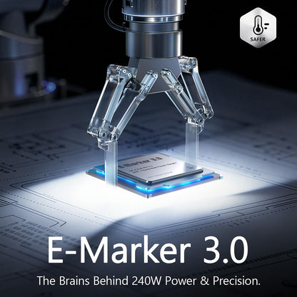 Кабел за данни и зареждане USB-C - USB-C Lisen, 240W, 2m, Комплект 2 броя, Тъмносин YL0123070023