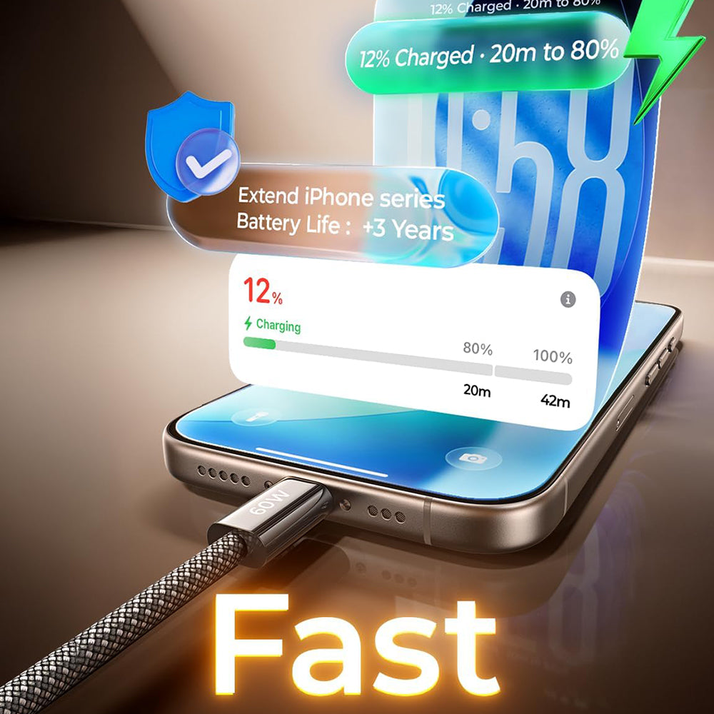 Кабел за данни и зареждане USB-C - USB-C Lisen, 60W, Комплект 5 броя (2 x 1m, 2 x 2m, 1 x 3m), Черен YL0123070010