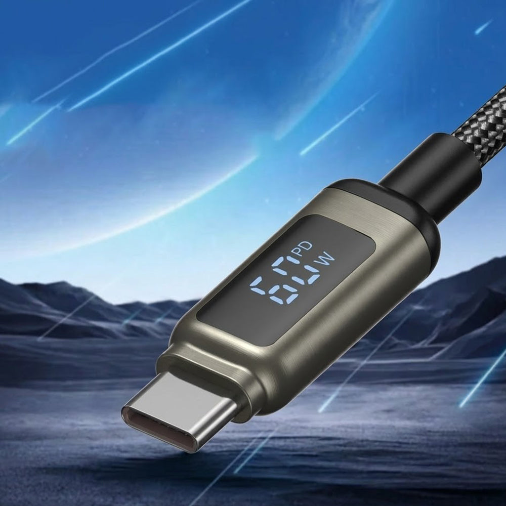 Кабел за данни и зареждане USB-C - USB-C Lito LD15 Display, 60W, 1m, Черен