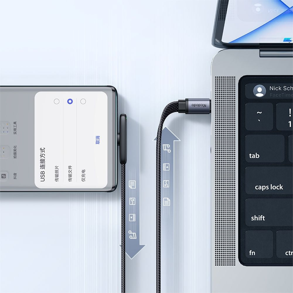 Кабел за данни и зареждане USB-C - USB-C McDodo CA-3360 Angled, 65W, 1.2m, Черен