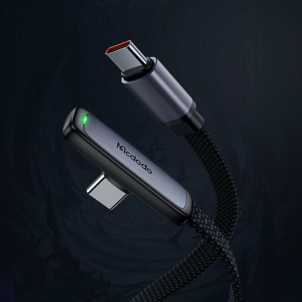 Кабел за данни и зареждане USB-C - USB-C McDodo CA-3360 Angled, 65W, 1.2m, Черен