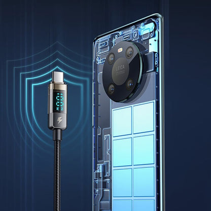 Кабел за данни и зареждане USB-C - USB-C McDodo CA-3610 Display Auto Power Off, 100W, 1.2m, Черен