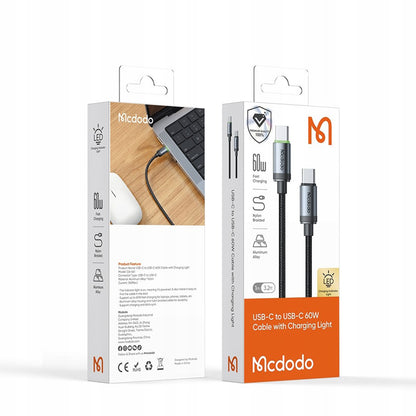 Кабел за данни и зареждане USB-C - USB-C McDodo CA-4410, 60W, 1m, Черен