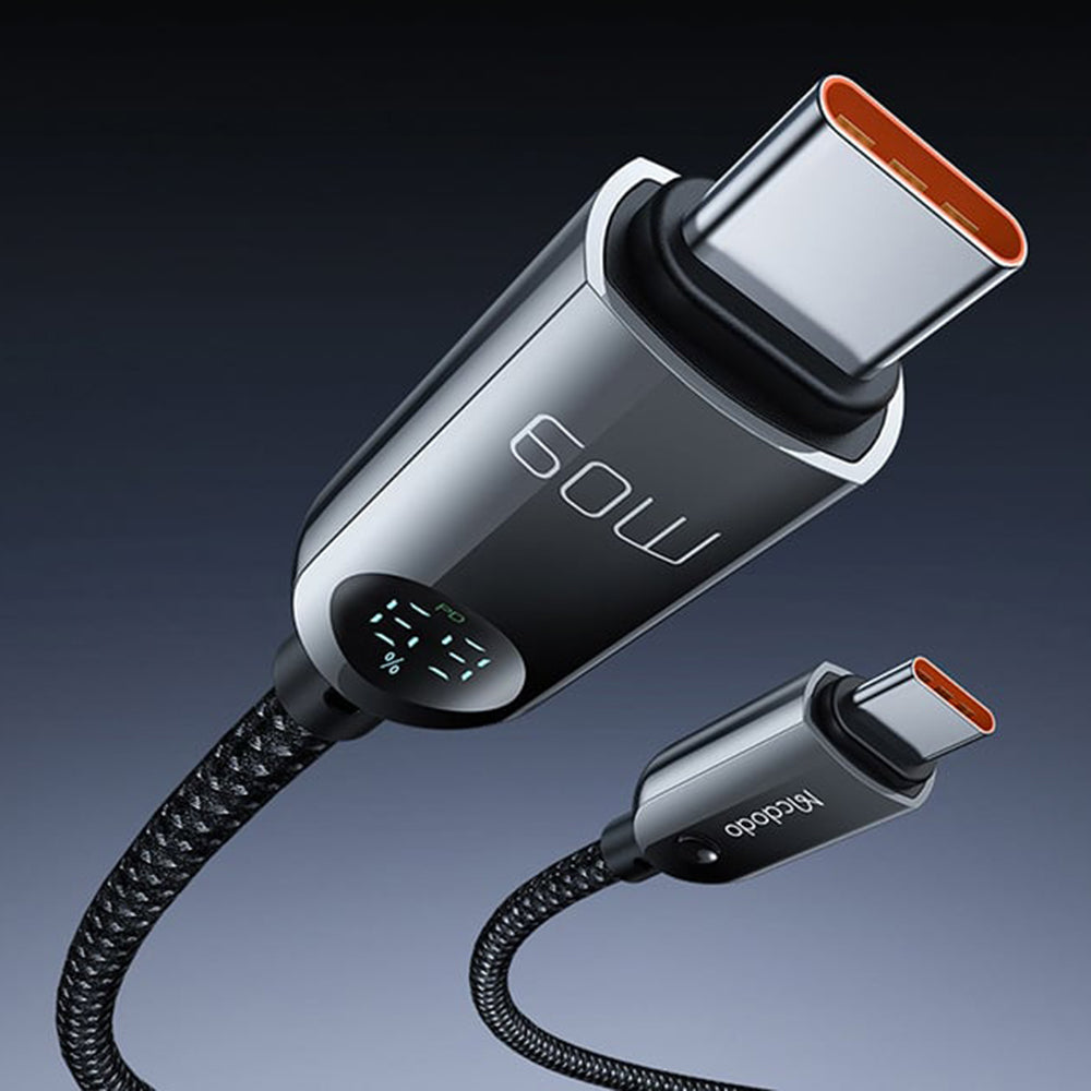 Кабел за данни и зареждане USB-C - USB-C McDodo CA-4780 Display, 60W, 1.2m, Черен