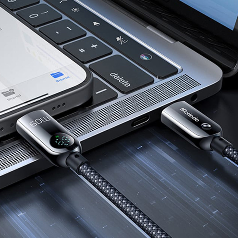Кабел за данни и зареждане USB-C - USB-C McDodo CA-4780 Display, 60W, 1.2m, Черен