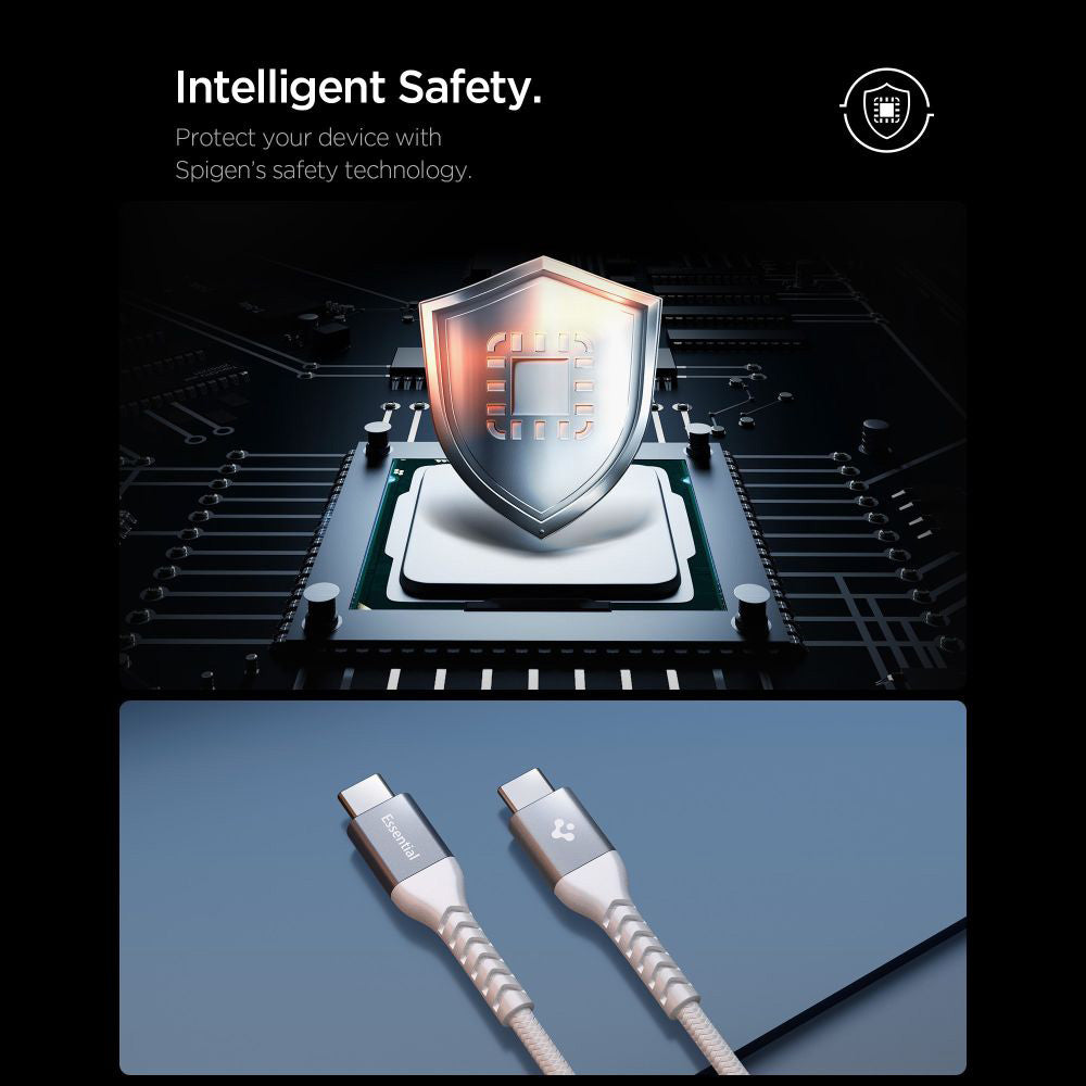 Кабел за данни и зареждане USB-C - USB-C Spigen EB10010CCA, 100W, 1m, Бял ACA11102