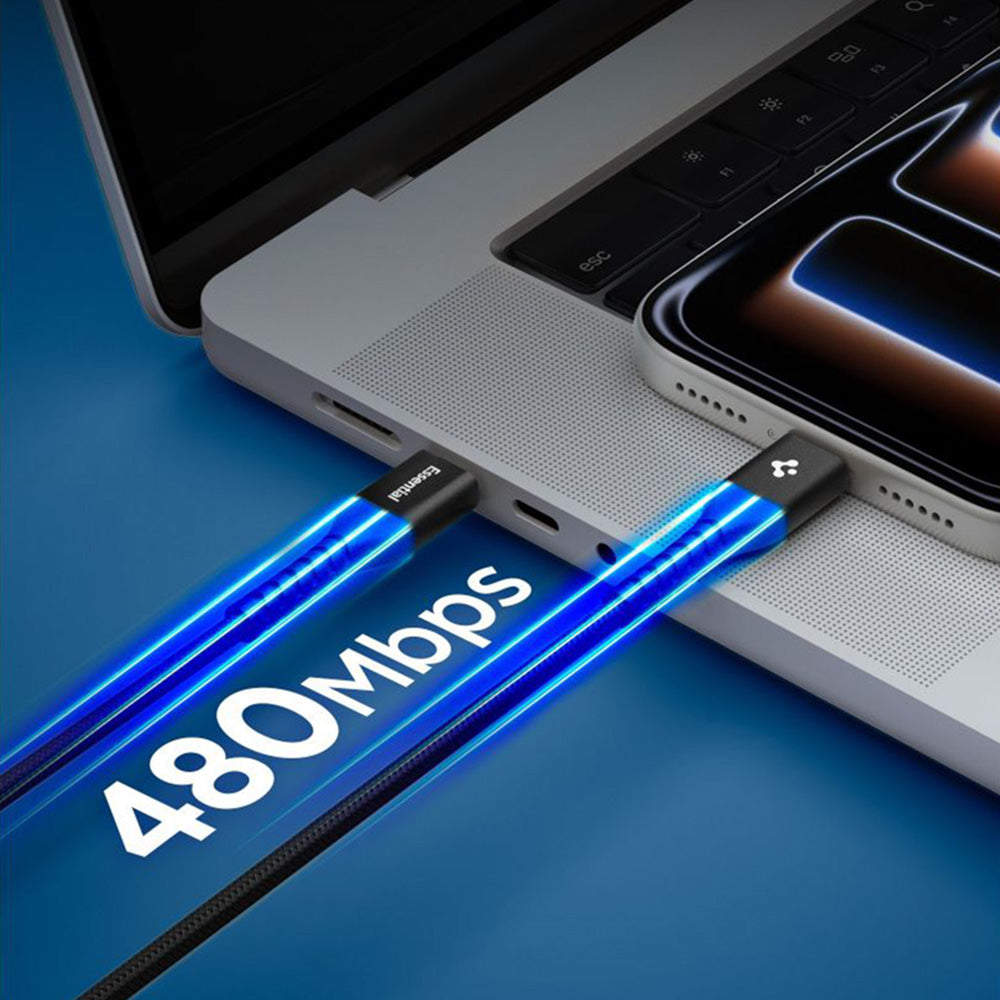 Кабел за данни и зареждане USB-C - USB-C Spigen EB10010CCA, 100W, 1m, Черен ACA11103
