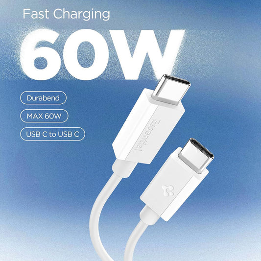 Кабел за данни и зареждане USB-C - USB-C Spigen EB6015CC, 60W, 1.5м, бял ACA10416