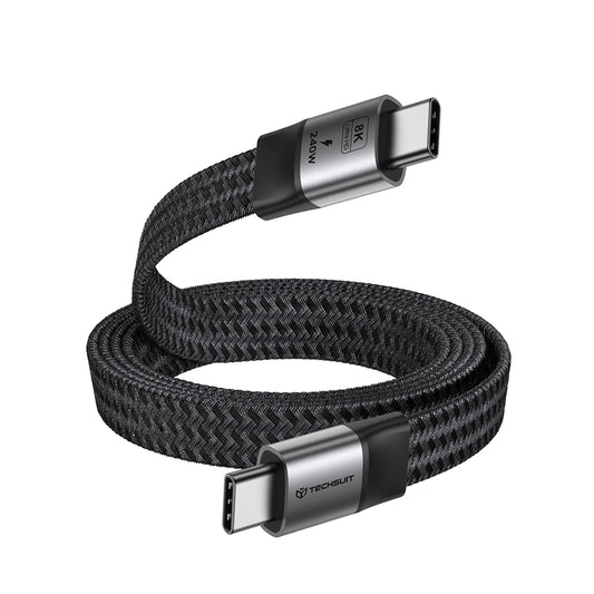 Кабел за данни и зареждане USB-C - USB-C Techsuit ElysiumSync Pro CX1, 240W, 1м, Сив