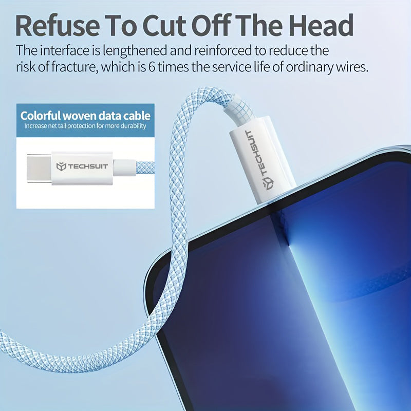 USB-C Data and Charging Cable - USB-C Techsuit PCB114D, 60W, 1m, Purple