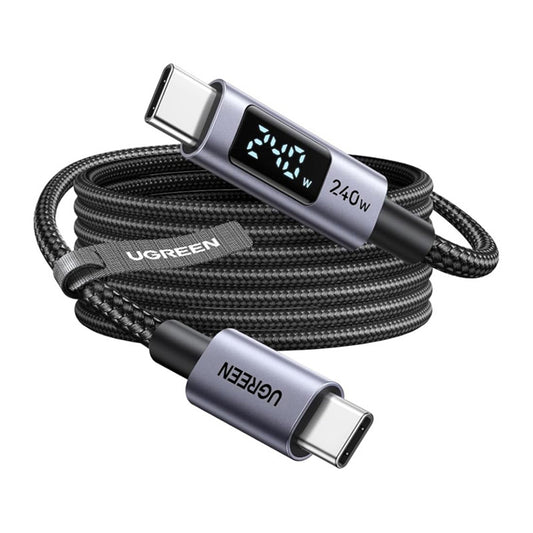 Кабел за данни и зареждане USB-C - USB-C UGREEN 65867 Display, 240W, 2м, Сив