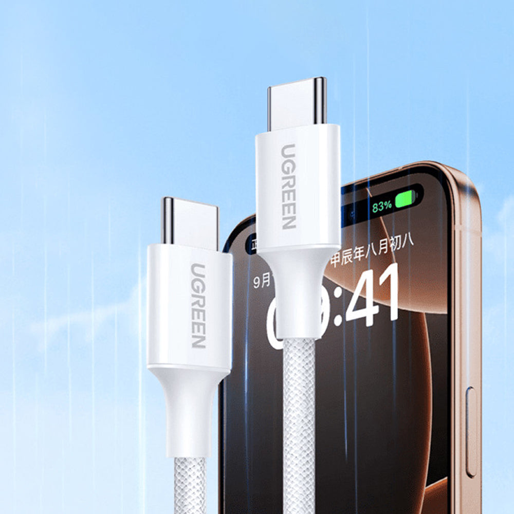 Кабел за данни и зареждане USB-C - USB-C UGREEN L501, 60W, 2m, Сив