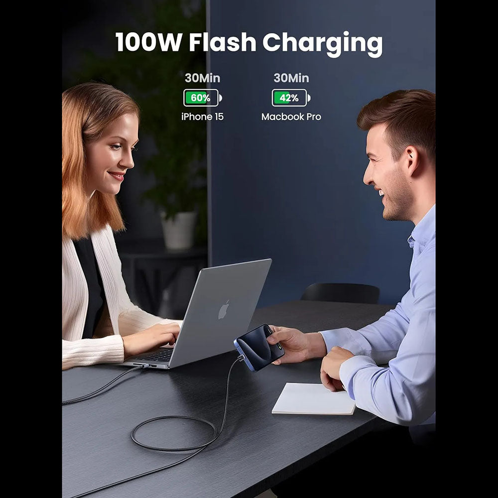 Кабел за данни и зареждане USB-C - USB-C UGREEN L512, 100W, 1m, Сив