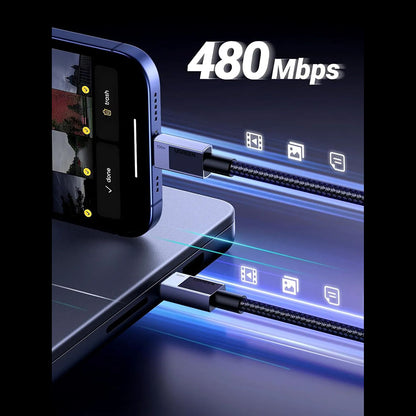 Кабел за данни и зареждане USB-C - USB-C UGREEN L512, 100W, 1m, Сив