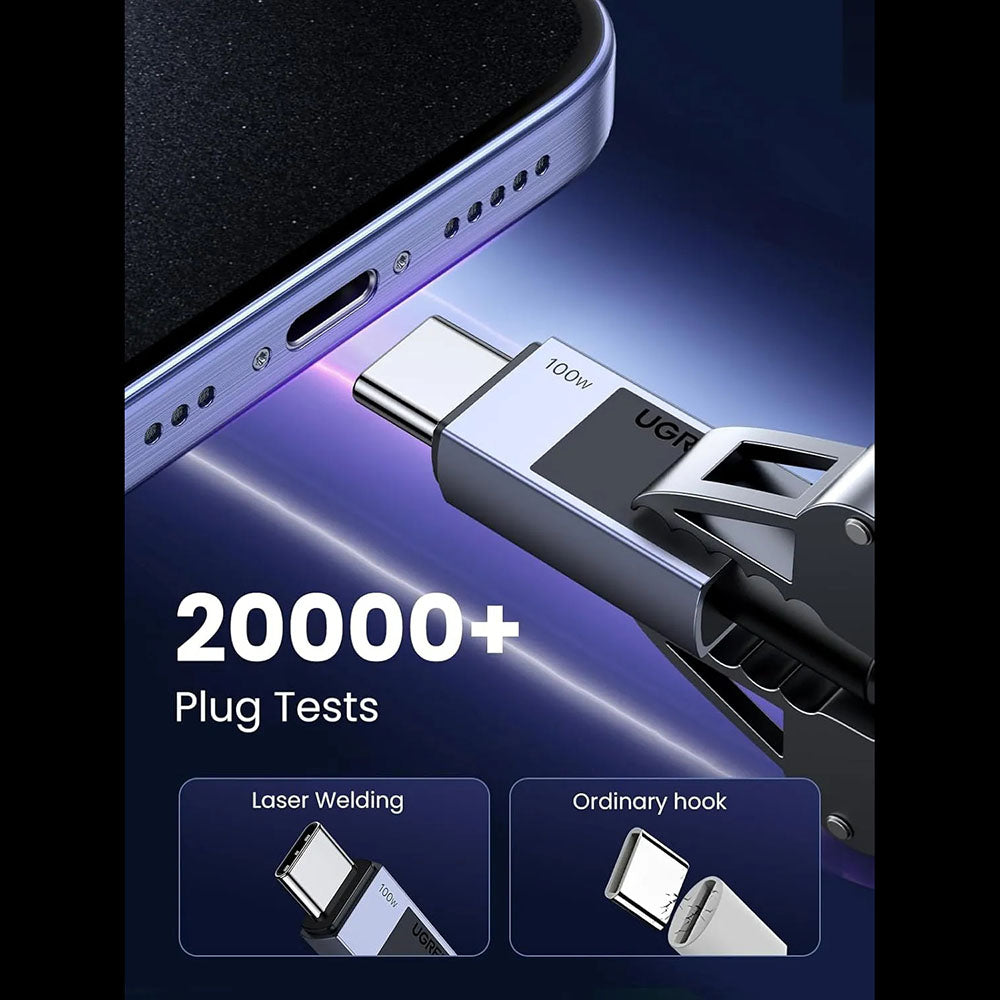 Кабел за данни и зареждане USB-C - USB-C UGREEN L512, 100W, 1m, Сив