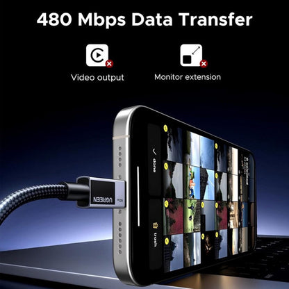 Кабел за данни и зареждане USB-C - USB-C UGREEN L524, 60W, 1m, Сив