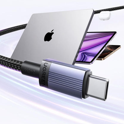 Кабел за данни и зареждане USB-C - USB-C UGREEN L532, 240W, 3m, Сив