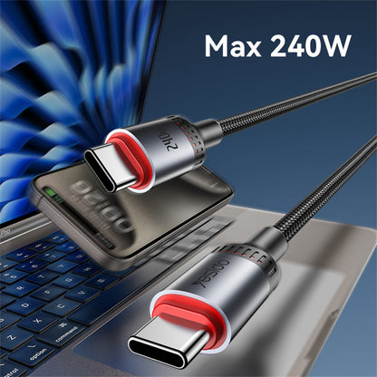 Кабел за данни и зареждане USB-C - USB-C Yesido CA185, 240W, 1.2m, Черен