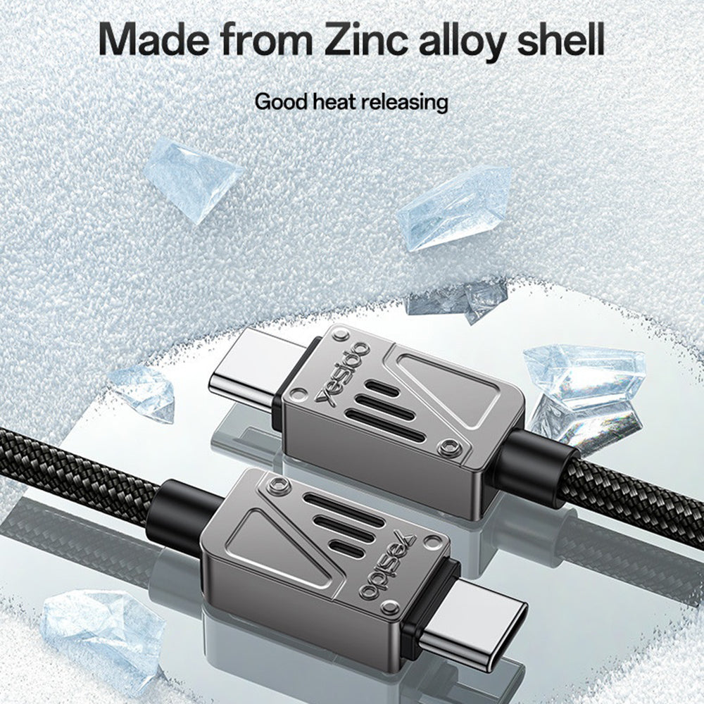 Кабел за данни и зареждане USB-C - USB-C Yesido CA196, 60W, 1.2m, Черен