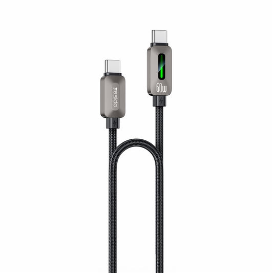 Кабел за данни и зареждане USB-C - USB-C Yesido CA198, 60W, 1.2м, Черен