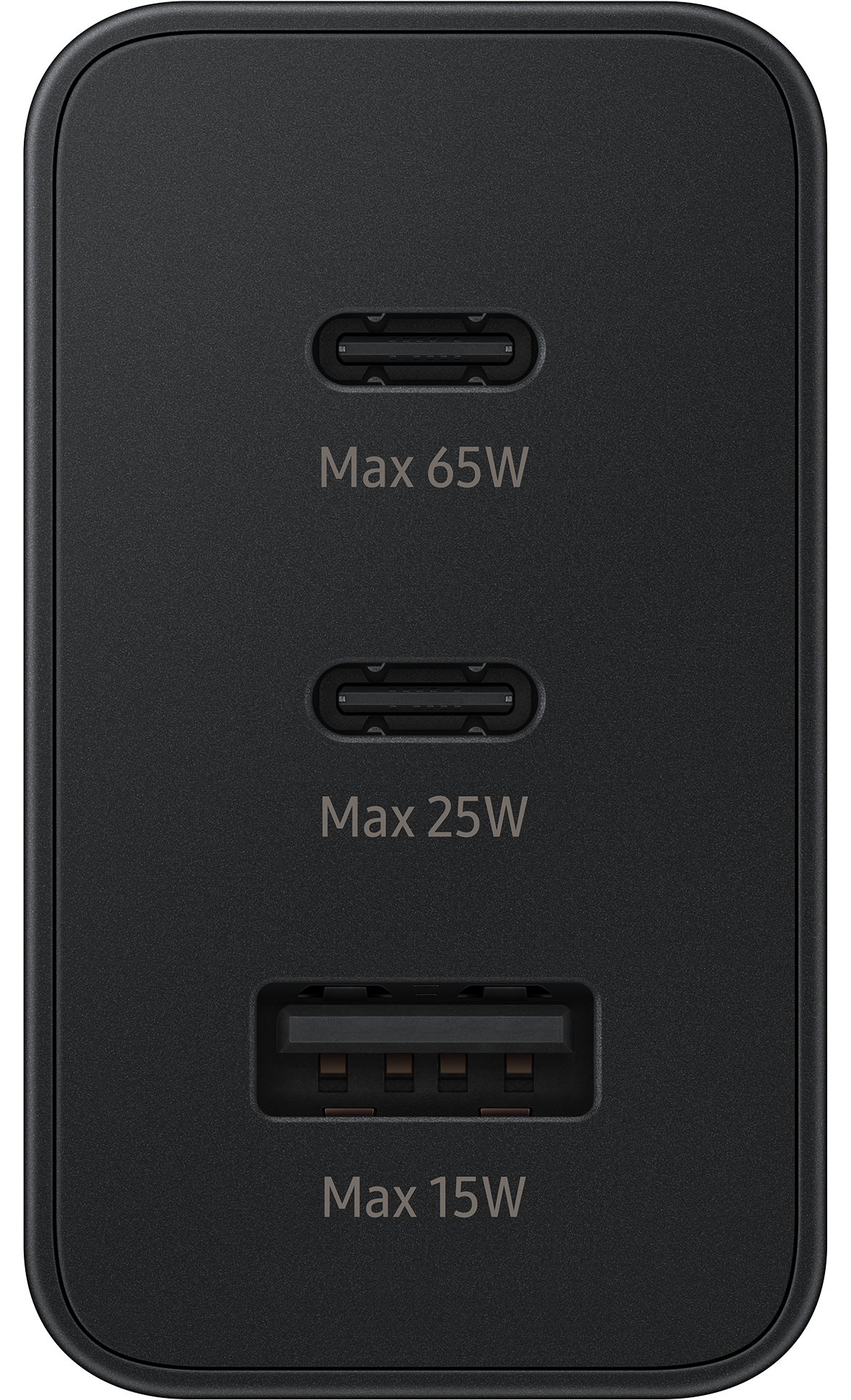 Мрежово зарядно устройство Samsung Trio, 65 W, 3,5 A, 1 x USB-A - 2 x USB-C, черно EP-T6530NBEGEU