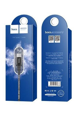 Кабел за данни и зареждане USB-A - USB-C HOCO X14 Times, 18W, 2м, Черен