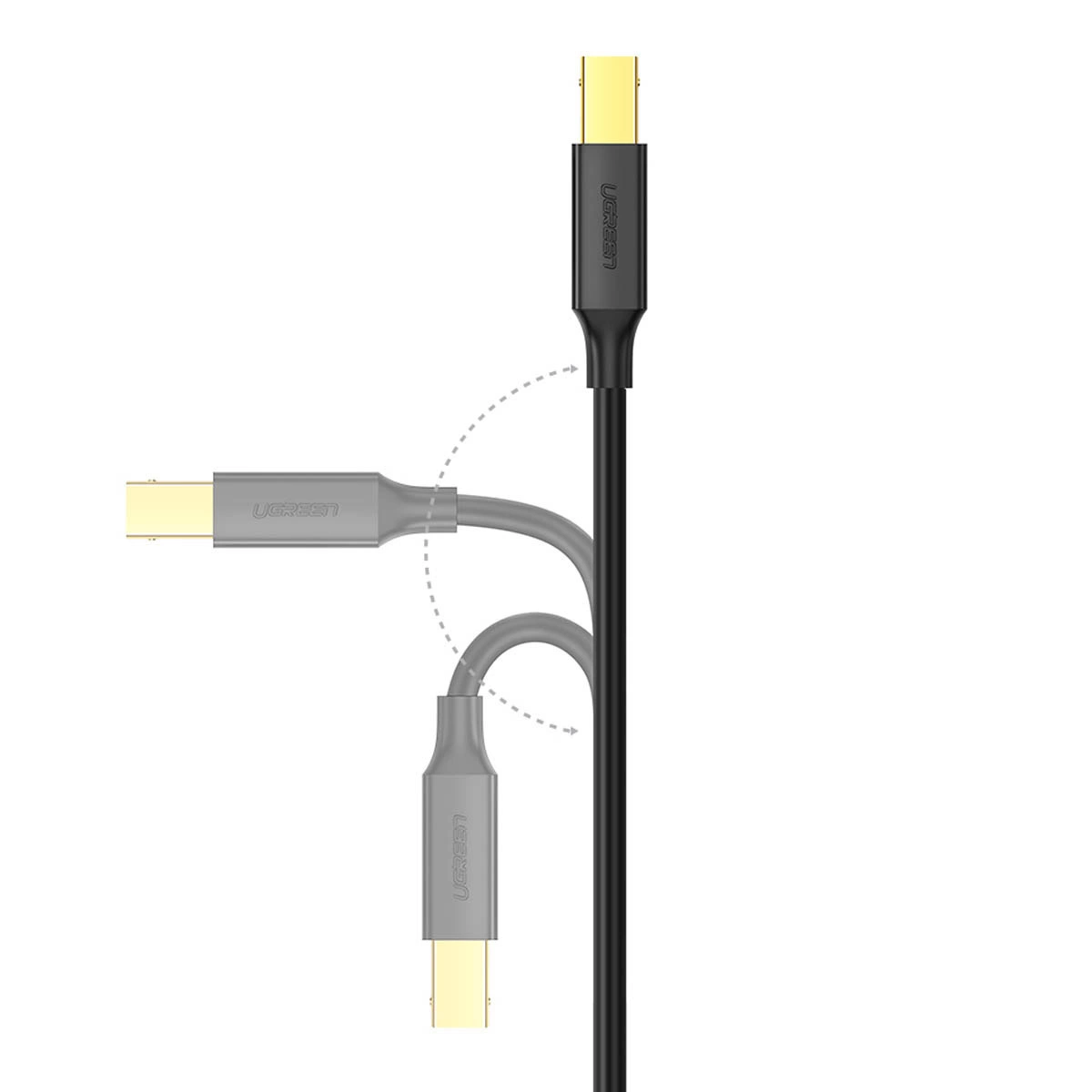 Кабел за принтер UGREEN US135, USB-A - USB-B, 5m, Черен