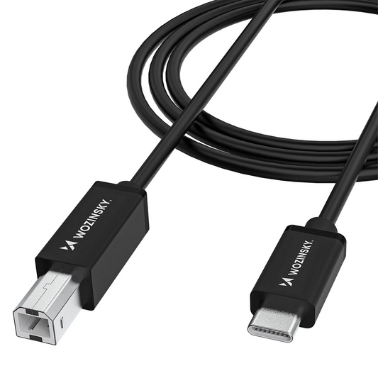 Кабел за принтер WZK WKDDY1S, USB-C - USB-B, 1м, Черен