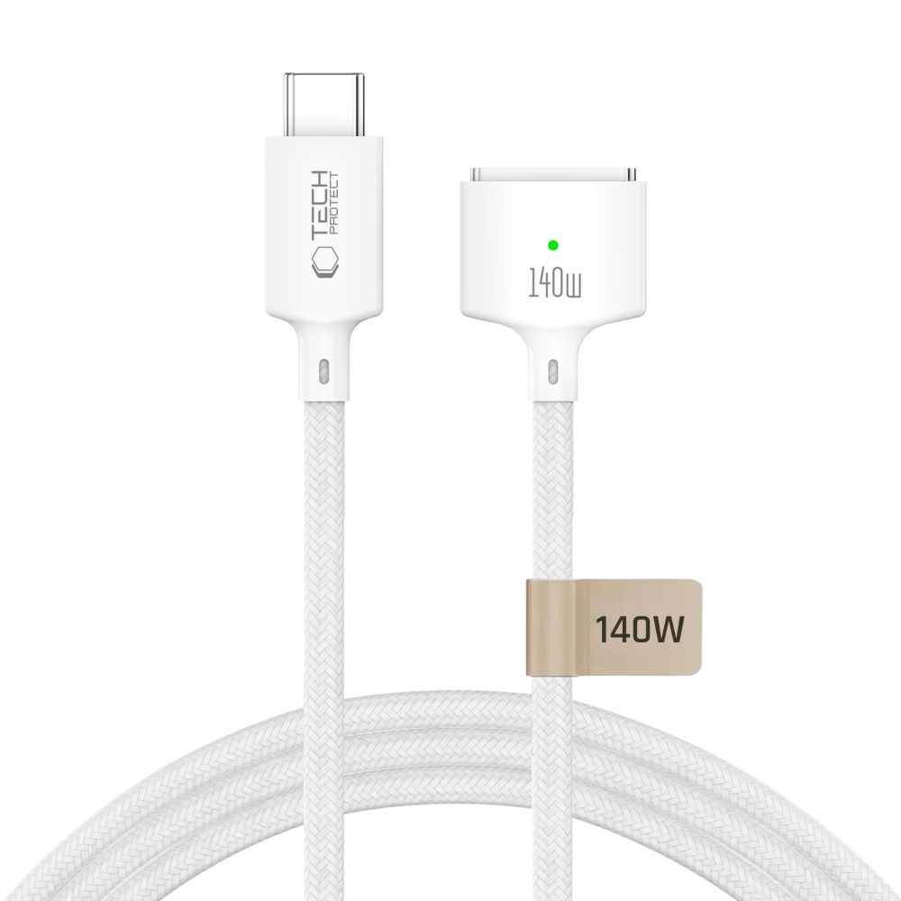 Кабел за зареждане Tech-Protect MMC01 Ultraboost, USB-C - MagSafe 3, 140W, 3м, Бял