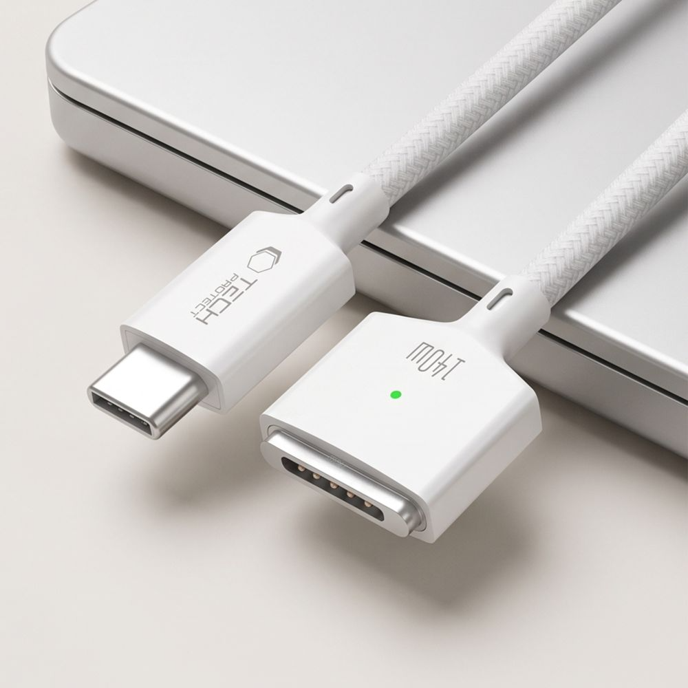 Кабел за зареждане Tech-Protect MMC01 Ultraboost, USB-C - MagSafe 3, 140W, 3м, Бял