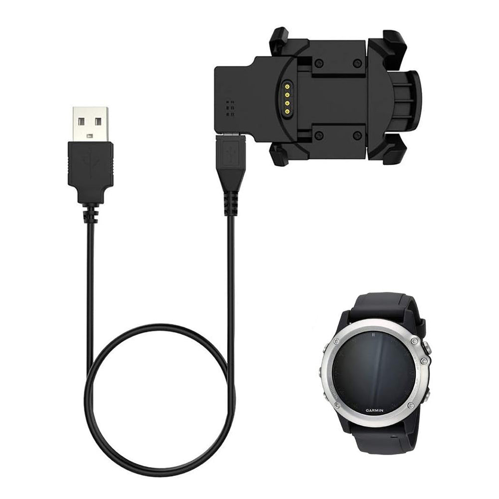 Кабел за зареждане Techsuit TGC5 за Garmin Fenix 3 Sapphire / 3 HR / 3, USB-A, Черен
