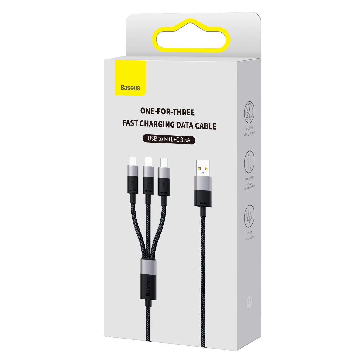 Кабел за зареждане USB-A - Lightning / microUSB / USB-C Baseus StarSpeed 3in1, 18W, 1,2 м, черен CAXS000001 CAXS000001 