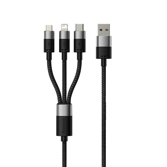 Кабел за зареждане USB-A - Lightning / microUSB / USB-C Baseus StarSpeed 3in1, 20W, 0.6m, Черен P10319900111-00