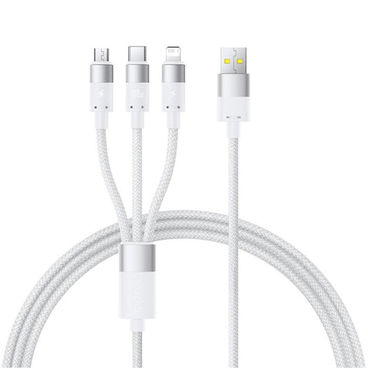 Кабел за зареждане USB-A - Lightning / microUSB / USB-C Baseus StarSpeed, 100W, 1.5m, Бял P10319900211-00