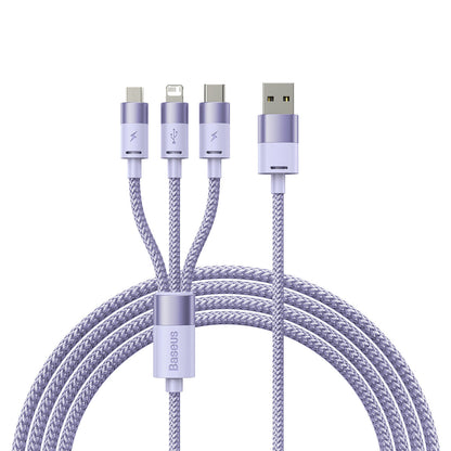 Кабел за зареждане USB-A - Lightning / microUSB / USB-C Baseus StarSpeed 3in1, 20W, 1.2m, Лилав CAXS000005