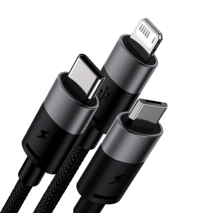 Кабел за зареждане USB-A - Lightning / microUSB / USB-C Baseus StarSpeed 3in1, 18W, 1,2 м, черен CAXS000001 CAXS000001 