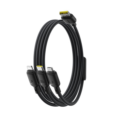 USB-A Charging Cable - Lightning / microUSB / USB-C Baseus Silky 3in1, 100W, 1.5m, Black P10377705123-00