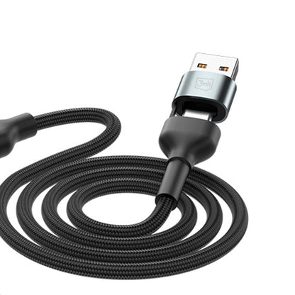 Кабел за зареждане USB-A / USB-C - Lightning / microUSB / USB-C 3MK Hyper N, 18W, 1.2m, Черен