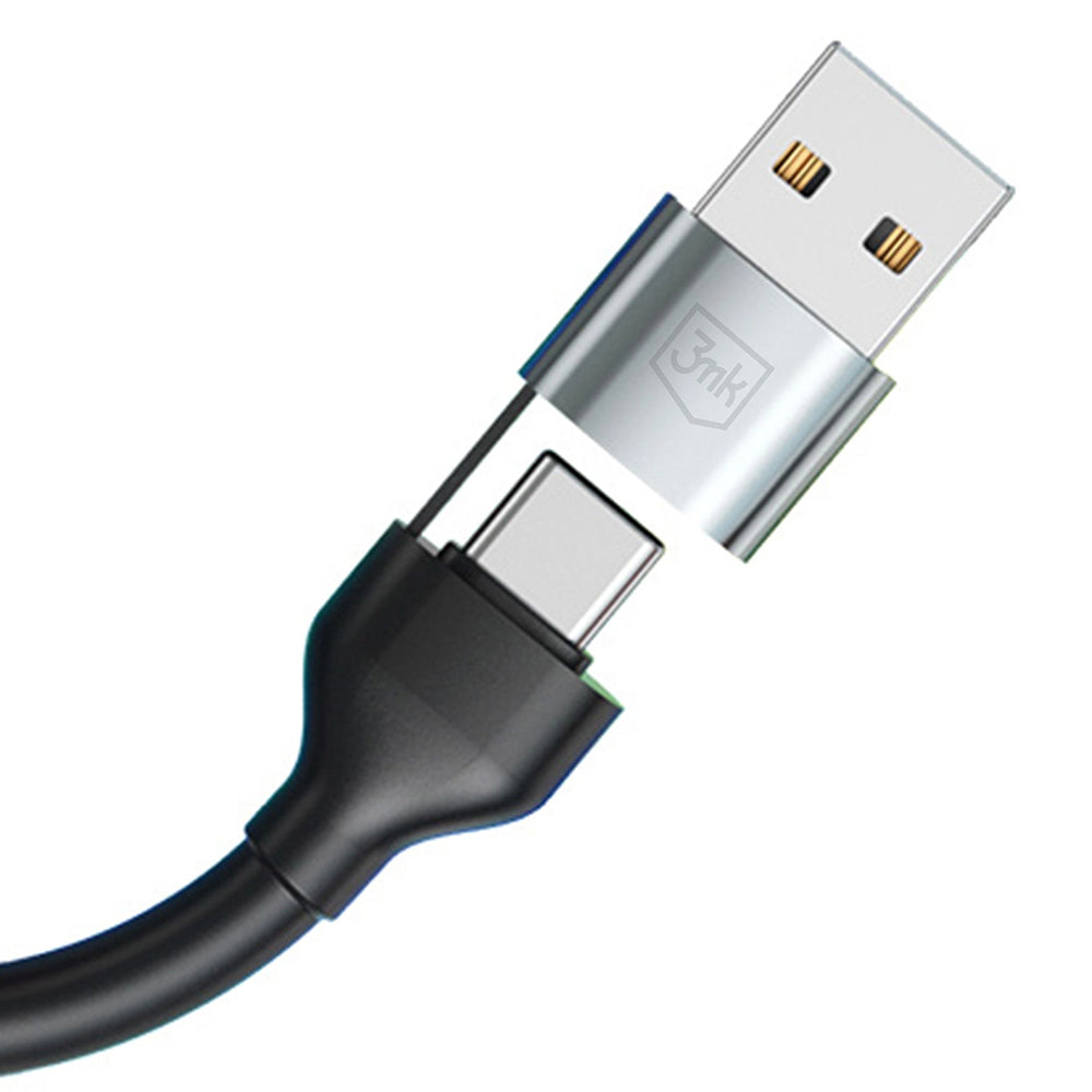 Кабел за зареждане USB-A / USB-C - Lightning / microUSB / USB-C 3MK Hyper N, 18W, 1.2m, Черен