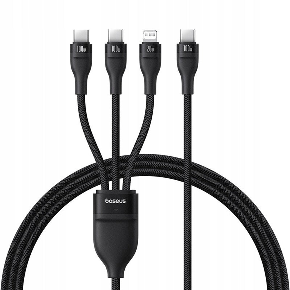 Кабел за зареждане USB-C - Lightning / 2 x USB-C Baseus Flash Series III 3in1, 100W, 1.5m, Черен P10377502111-00