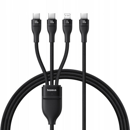 Кабел за зареждане USB-C - Lightning / 2 x USB-C Baseus Flash Series III 3in1, 100W, 1.5m, Черен P10377502111-00