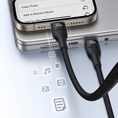 Кабел за зареждане USB-C - Lightning / 2 x USB-C Baseus Flash Series III 3in1, 100W, 1.5м, Черен, Презапечатан P10377502111-00