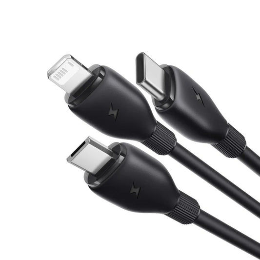 Кабел за зареждане USB-C - Lightning / microUSB / USB-C Baseus Ultra Fast 3in1, 20W, 0.8m, Черен P10377501111-00
